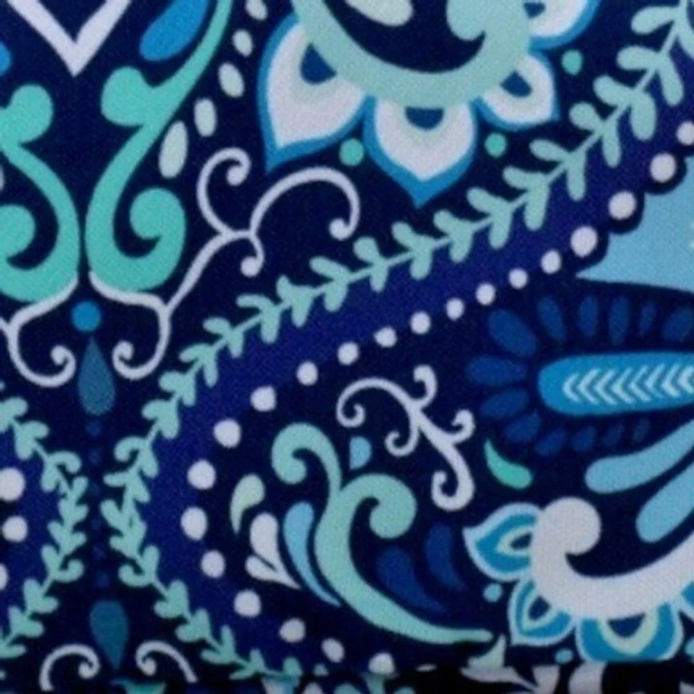 Vera Bradley Wide Lanyard Blue Island Medallion Floral ID Key‎ Holder NEW